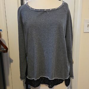 Cato Gray Sweatshirt with Black Lace Hem